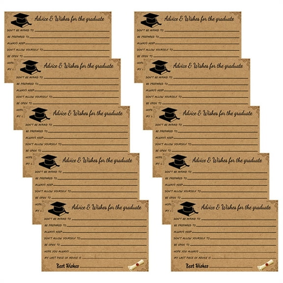 Eguiwyn Kraft Paper Invitation Cards 10 Pieces/Pack Graduation Invitation Cards with Mortarboard Design 20 Pack Folded Stationery for Commencement & Class of 2025 Events (Black/Gold Theme)