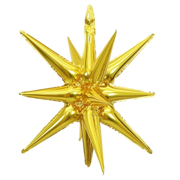 Eguiwyn Large Black and Gold Exploding Starburst Foil Balloons, Decorative Star Shaped Mylar Balloons for Birthday, Graduation, and New Year Party Decorations, Gold
