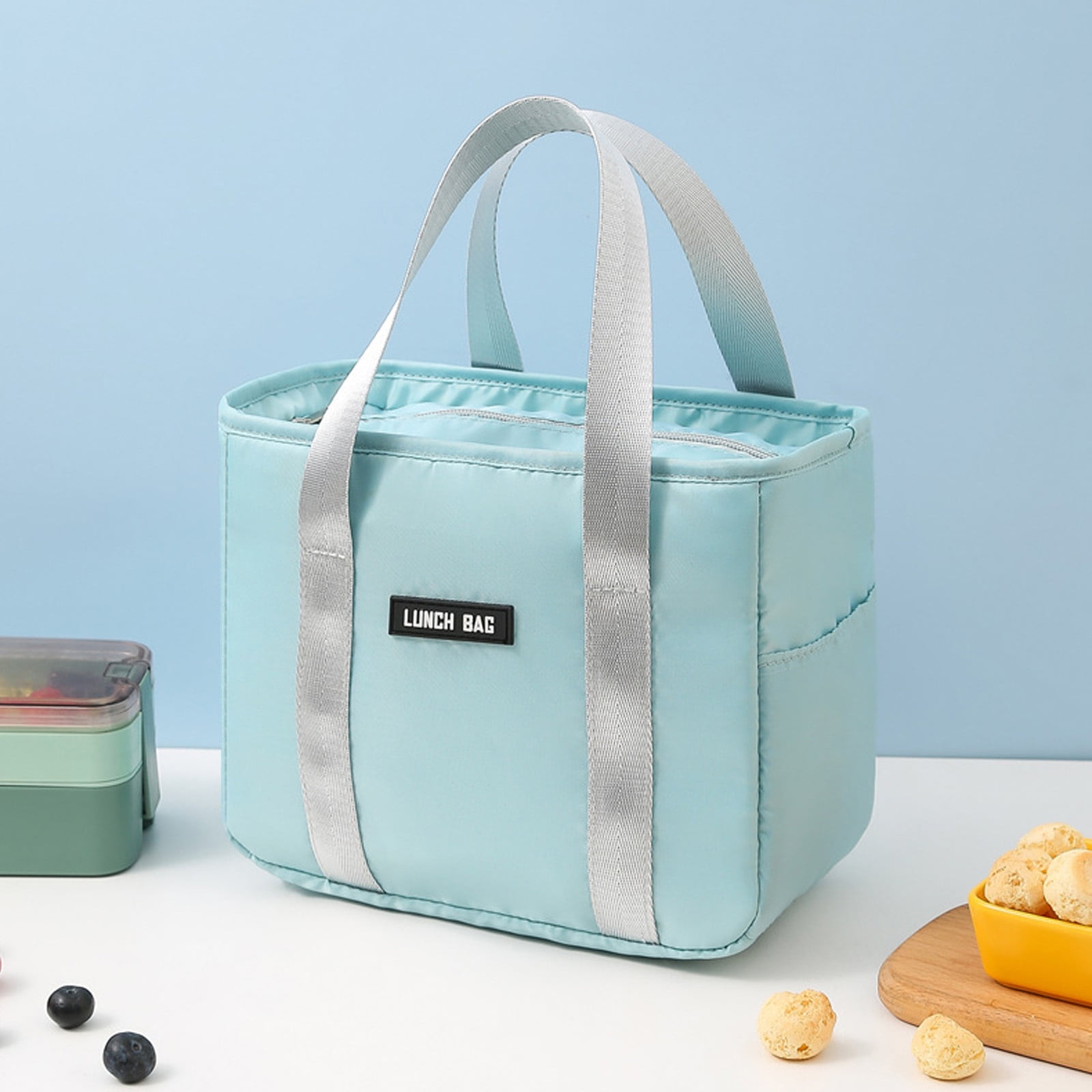 Eguiwyn Lunchboxes Women with Containers Reusable insulated Lunch Bag with  Side Pocket Leak Proof Lunch Box with Soft Padded Handles for Work School