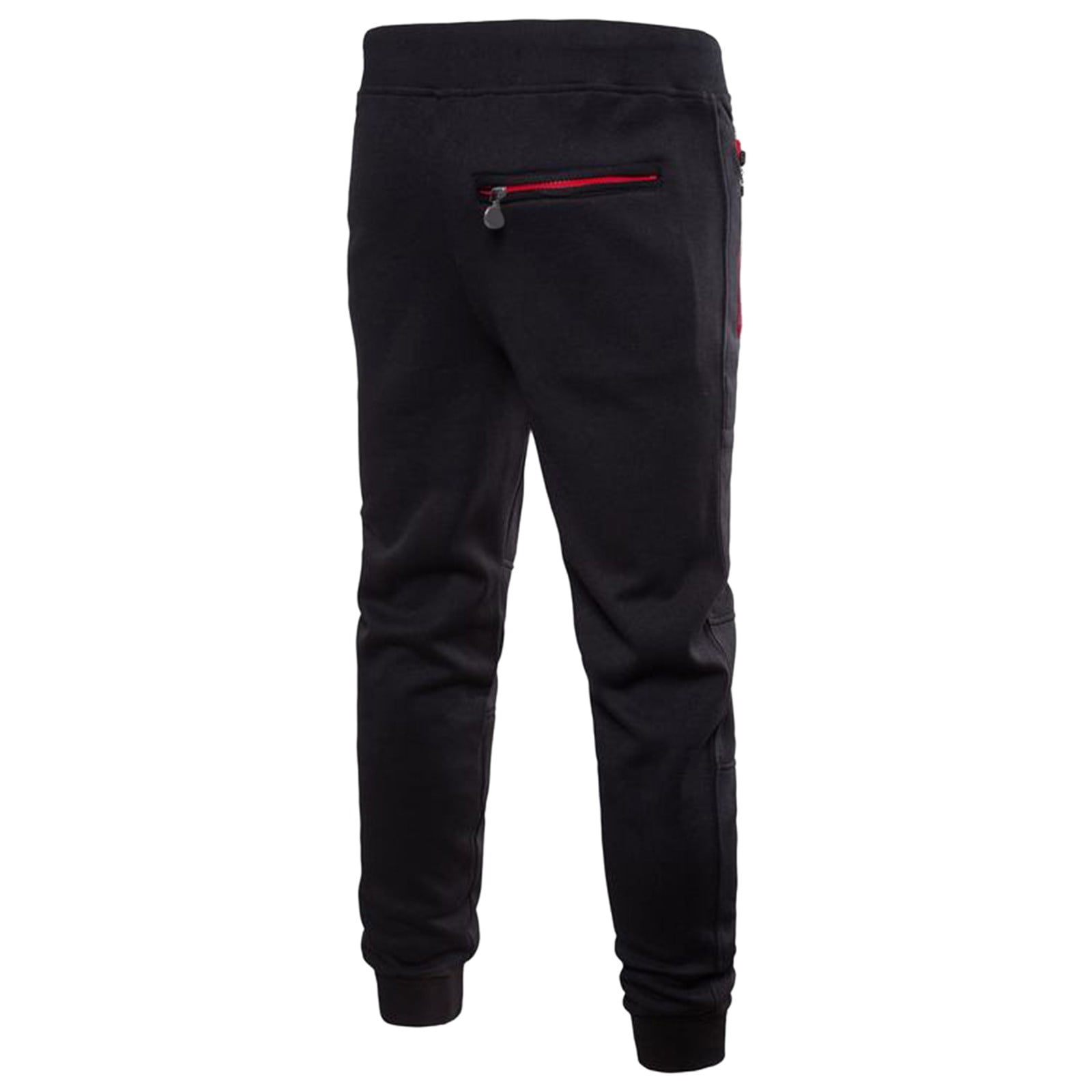 Eguiwyn Mens Sweatpants Mid Waist Zipper Pocket Trousers Lace Up