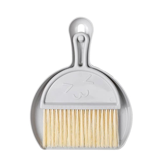 Eguiwyn Mini Dustpan and Brush Set, Small Broom and Dustpan Set Dust Pan and Mini Hand Broom Dustpan and Broom Combo Compact for Home Table Keyboards Sofa Kitchen Pets, White & Gray