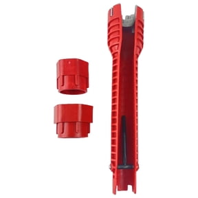 Eguiwyn Multi Functional Bathroom Plumbing Installation Tool, EZ Change Faucet Wrench for Repair and Disassembly, Versatile Plumbing Tool for Sink Faucets and Pipe Repair,Red 25.8*3cm
