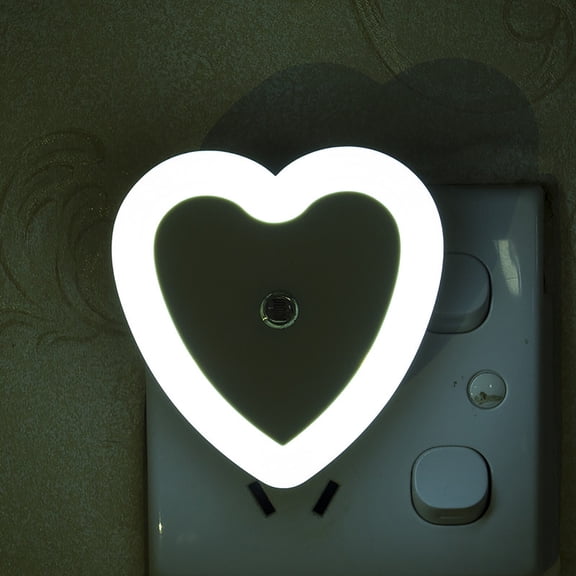 Eguiwyn Night light Heart Shape Plug-in Intelligent Light Sensor Control LED Night Light Lamp For Bedroom Hallway Night Lights White One Size