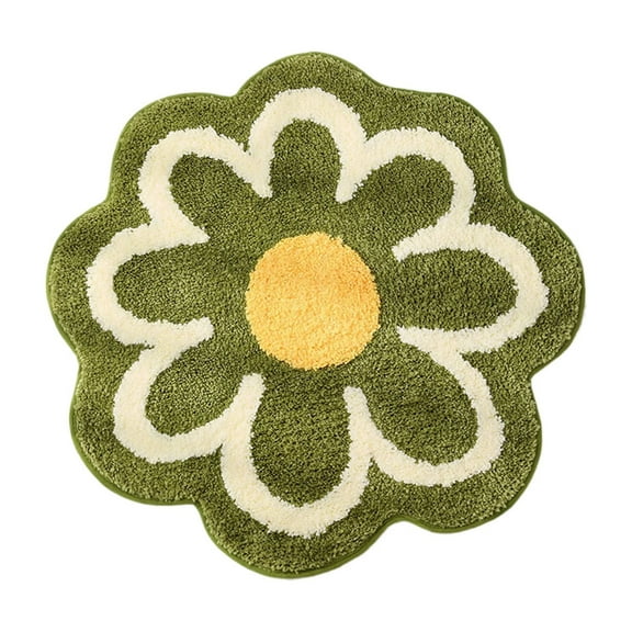 Eguiwyn Non-Slip Bath Rug, Super Absorbent Soft Shower Mat, Plush Toilet Bathtub Floor Mat for Bathroom Decor, Green, 40cm