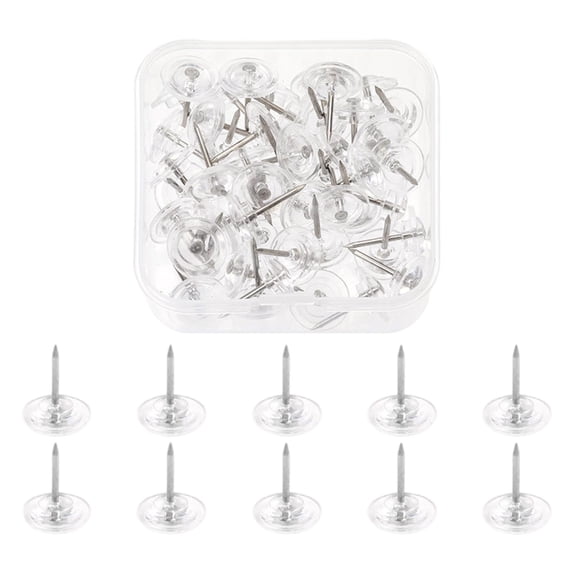 Eguiwyn Photo Wall Mounting Nails for Message Boards (1.6*1cm) Push Pins Count in Reusable Box for Bulletin Boards and Wall Displays Plastic Head