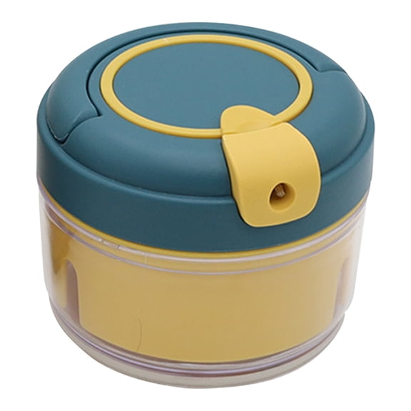 Eguiwyn Portable Garlic Mincer and Onion Cutter, Manual Pull String Vegetable Chopper, Mini Food Processor for Herbs and Veggies,Blue 9*7cm