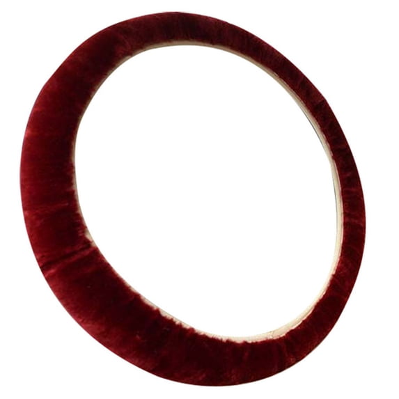 Eguiwyn Steering wheel cover Plush Car Steering Wheel Cover Soft Winter Warm Supplies Car Steering Wheel Hand Warmer Wine red One Size
