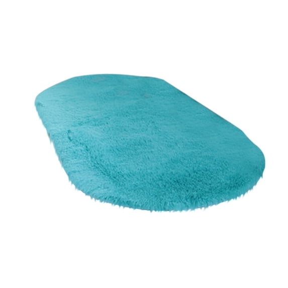Eguiwyn Ultra Soft Oval Memory Foam Bath Mat, Teal Shag Bedroom Rug, Non-Slip Absorbent Floor Carpet for Shower and Bedside, Fuzzy Indoor Home Decor Mat, Blue