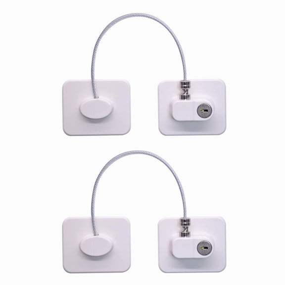 Eguiwyn White 2 Pack Refrigerator Safety Locks with Keys, Multifunctional Adjustable Cable Proofing Lock for Fridge, Freezer, Oven Doors, Cabinets, Drawers, Closets, and Toilet Seats, White