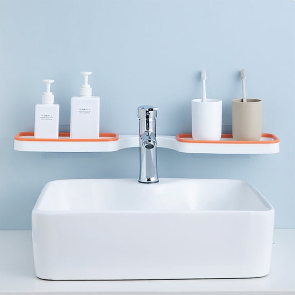 Eguiwyn over The Sink Shelf Dual-Purpose Wall-Mounted Hand-Washing Shelf Storage Rack Foldable Corner Sink Bathroom Products Sink Shelf B one Size