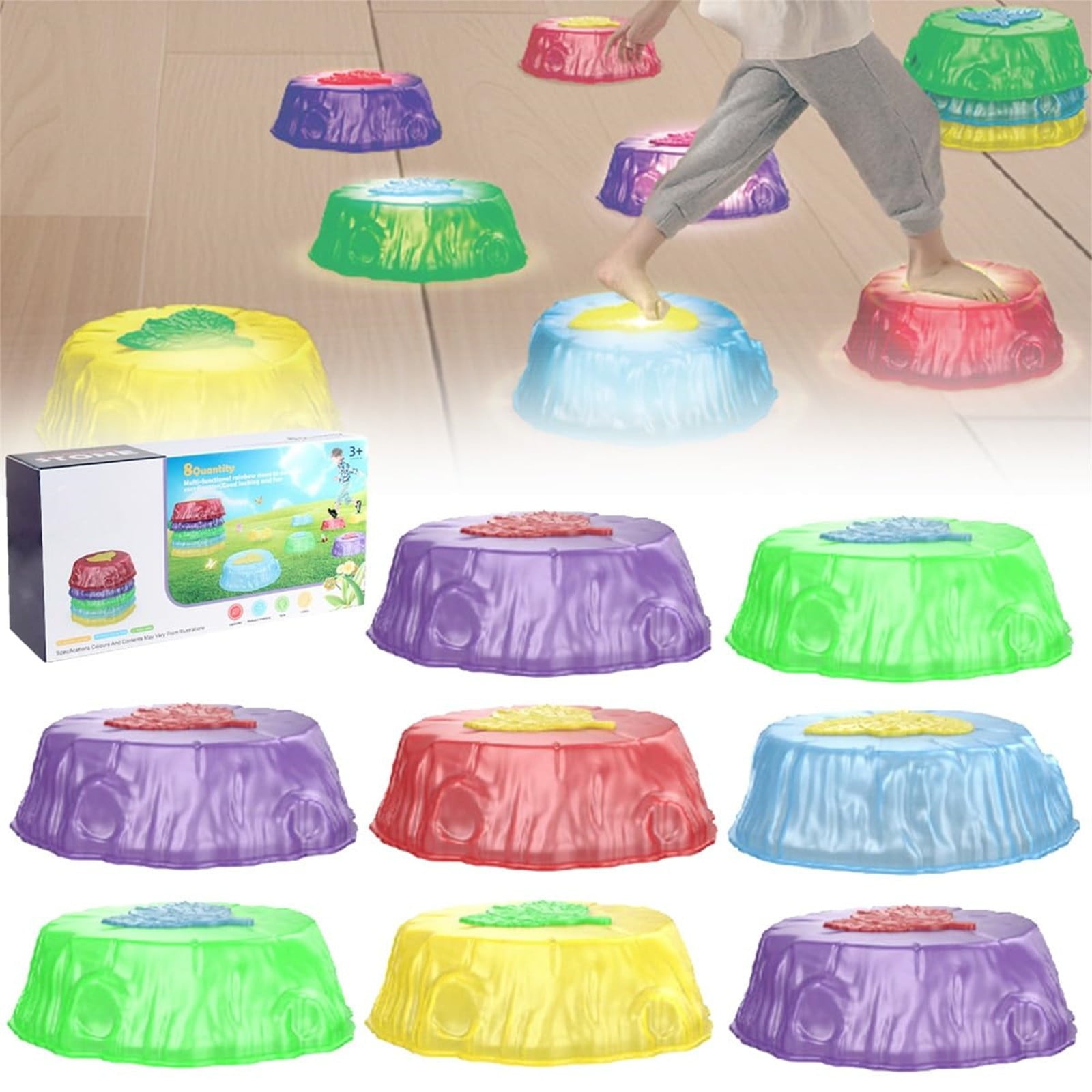 Kids Balance Stepping Stones – Non-Slip, Stackable, Colorful Stepping Blocks For Indoor & Outdoor Play