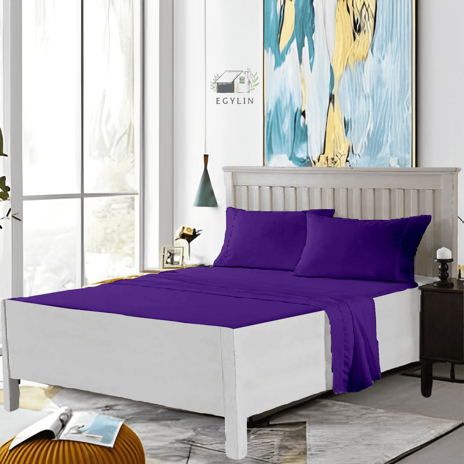 Egylin 800 Thread Count 100 Egyptian Cotton Waterbed Sheets Set 4Pc