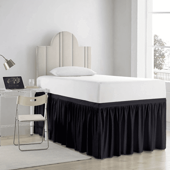 Egylin Dorm Room Bed Skirt 800TC Egyptian Cotton - Ruffled Style Dorm Sized - Egyptian Cotton Bed Skirts Tailored ( Twin XL/ 46" drop , Dark Gray)