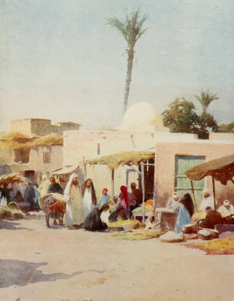 Egypt 1903 A corner in the market-place Canvas Art - Robert Talbot Kelly (24 x 36)