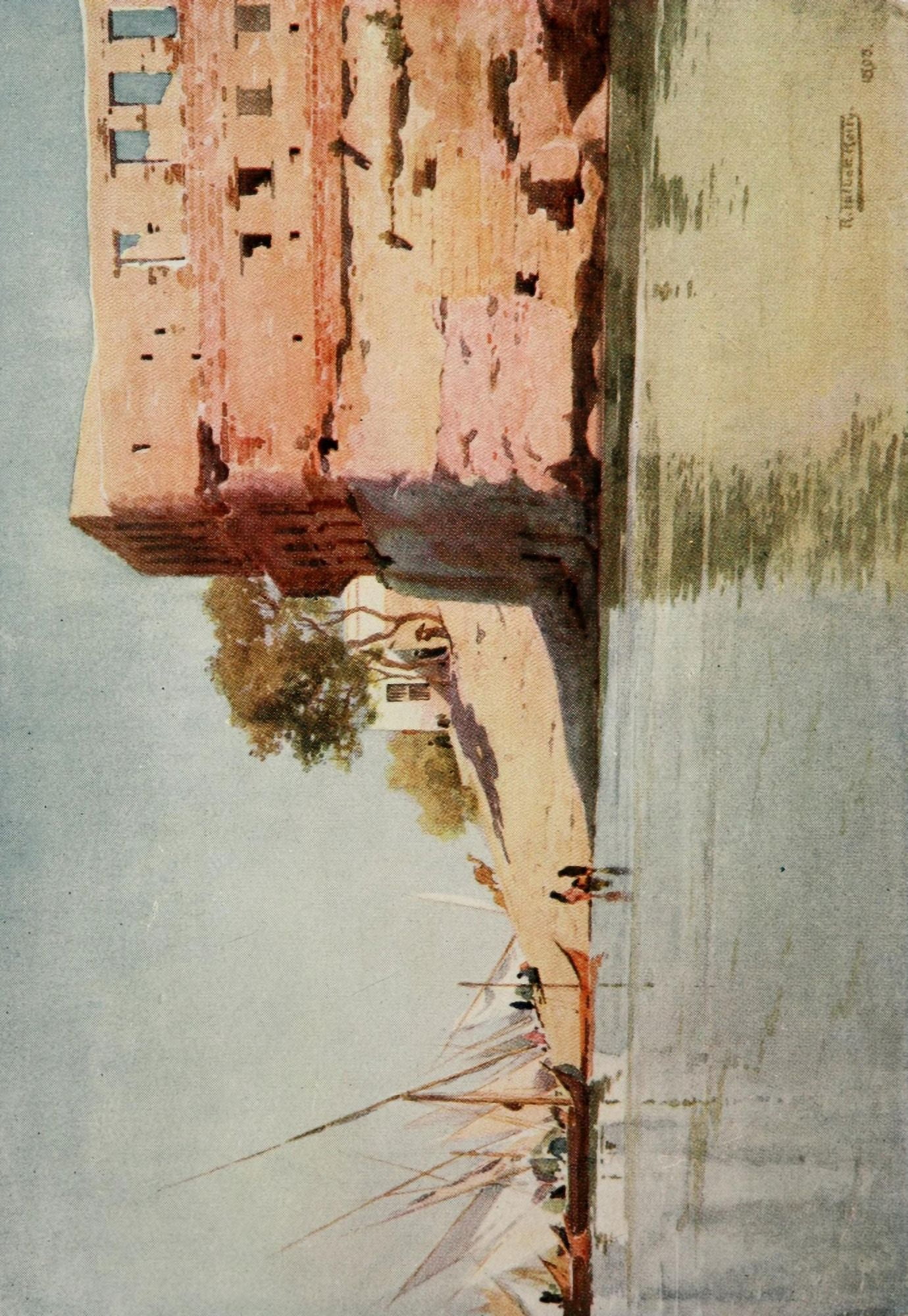 Egypt 1903 A ruined palace at Mit Gamr Canvas Art - Robert Talbot Kelly (24 x 36)