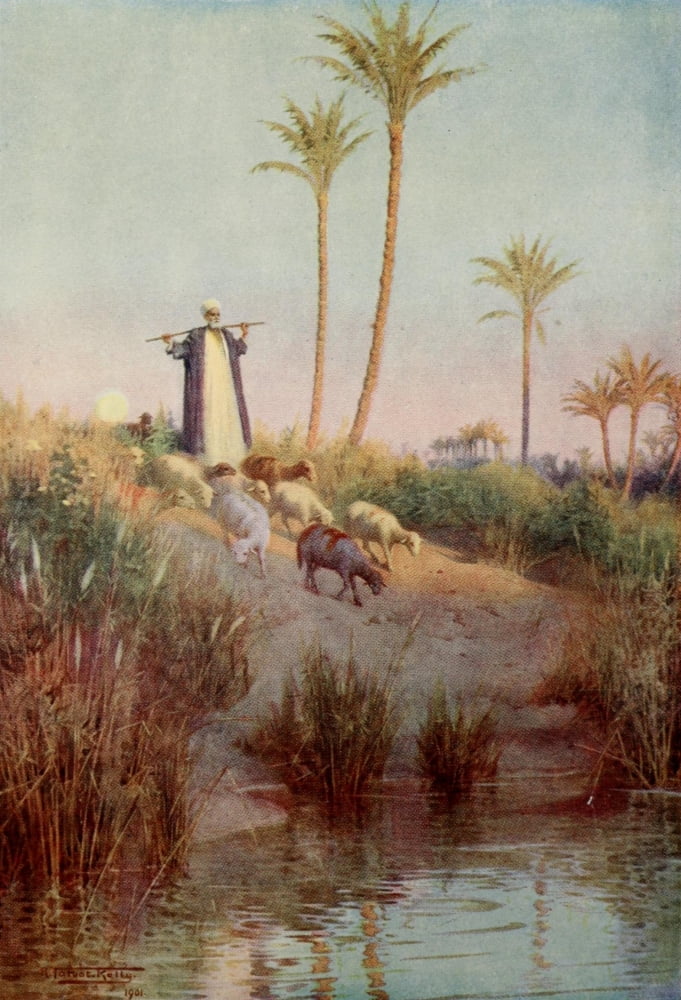 Egypt 1903 By still waters Canvas Art - Robert Talbot Kelly (18 x 24)