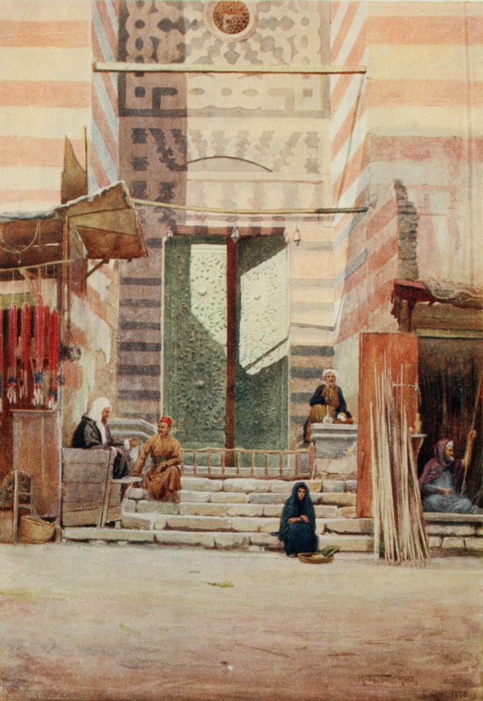 Egypt 1903 The bronze doors of El-Maristan El-Kelaun Canvas Art - Robert Talbot Kelly (18 x 24)