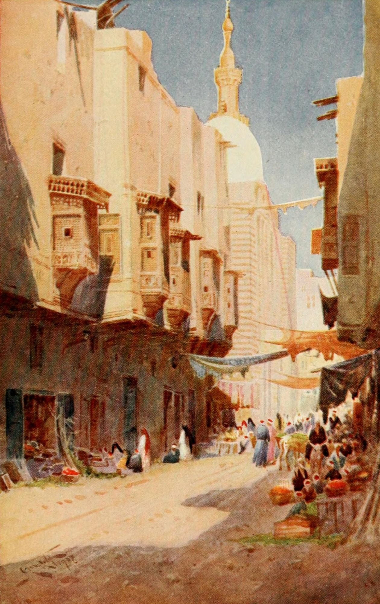 Egypt 1910 A Cairo street scene Canvas Art - Augustus Osborne Lamplough (18 x 24)