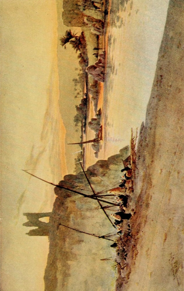 Egypt 1910 Sunset on the banks of the Nile Canvas Art - Augustus Osborne Lamplough (18 x 24)