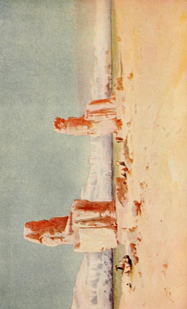 Egypt 1910 The Colossi of Memnon Canvas Art - Augustus Osborne Lamplough (18 x 24)