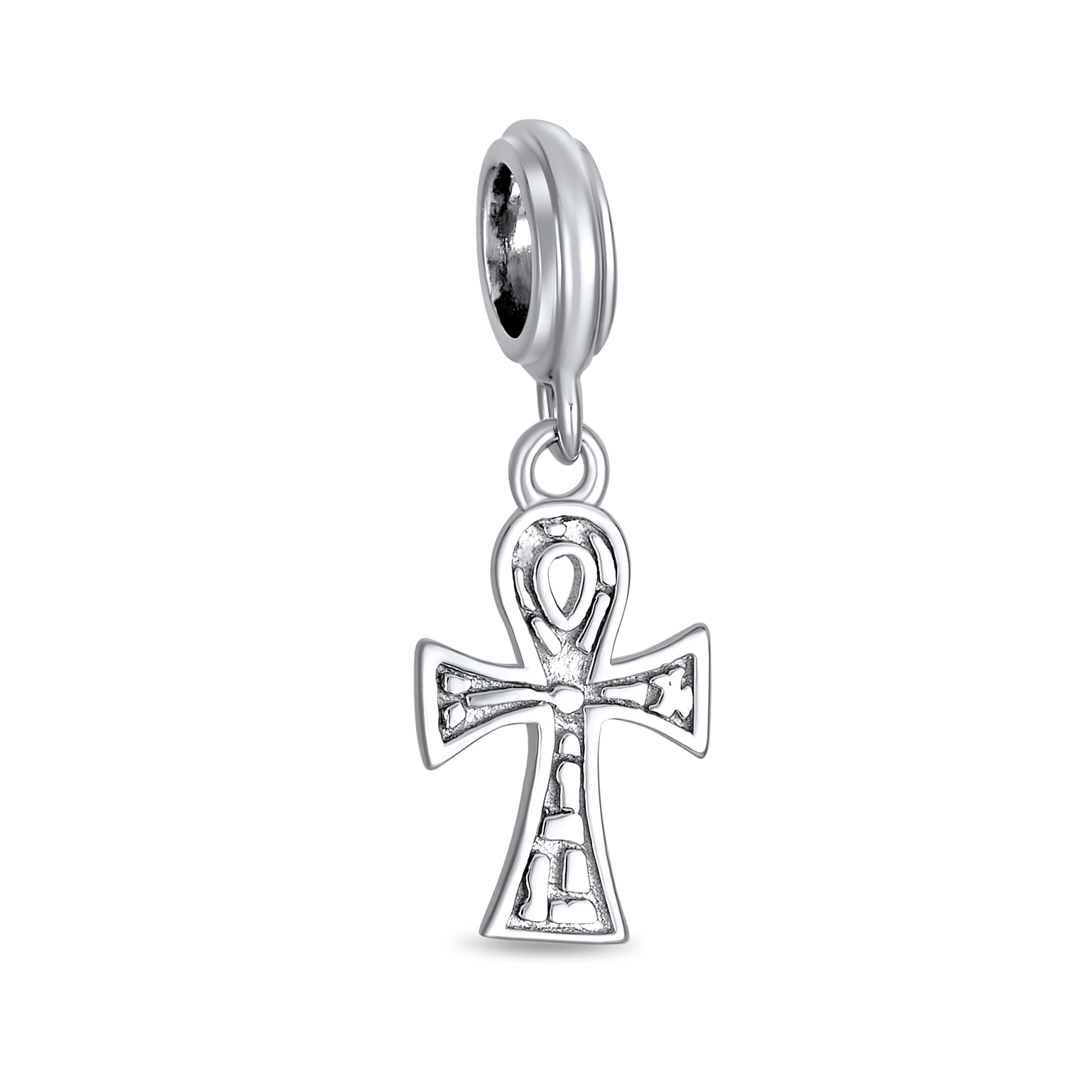 Egypt Ankh Cross Religious Key Life Dangle Charm Bead Sterling