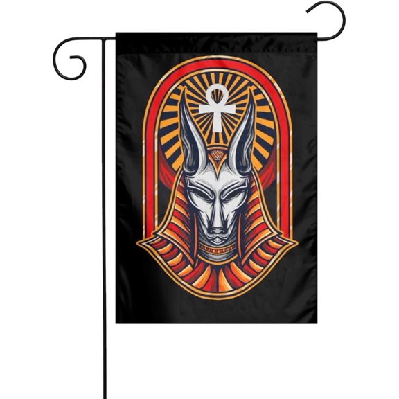 Egypt Anubis Garden Flag 12x18 Inch Yard Flag Resistant Uv Garden Flags Seasonal Flag For Outdoor Holiday Decorations