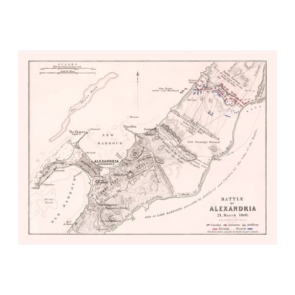 Egypt Art, 1801 Vintage Map of Egypt History Wall Decor Gift, Old Egypt Map - 24" x 18" Unframed Print
