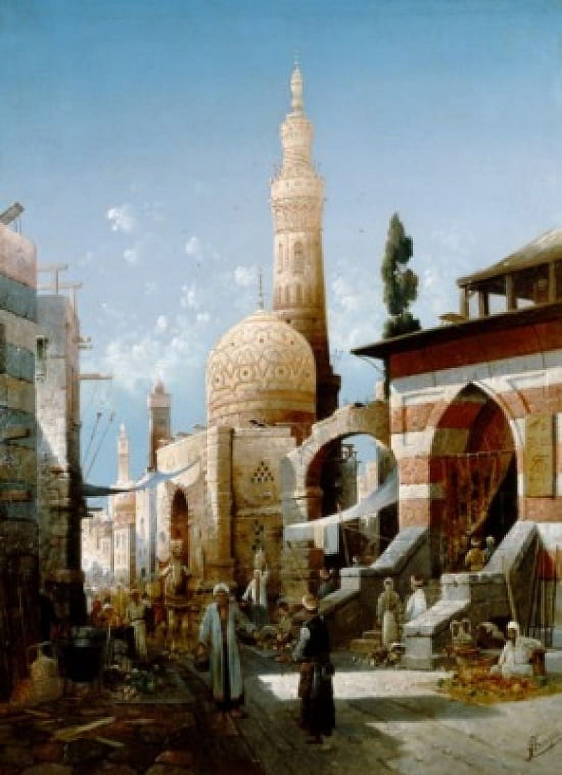 Egypt Cairo Street in Cairo by August Friedrich Siegert (1820-1883) Canvas Art - August Friedrich Siegert (24 x 36)