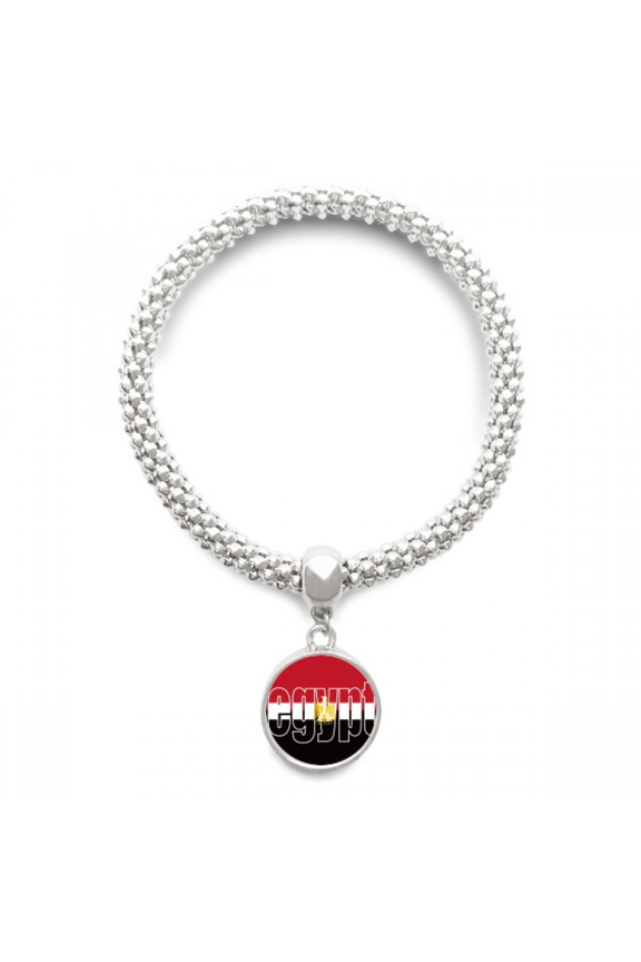 Egypt Country Flag Name Sliver Bracelet Pendant Jewelry Chain Adjustable Bangle