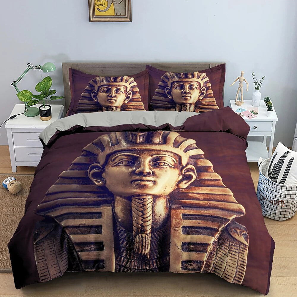 Egypt Duvet Cover Set Ancient Egyptian Script Polyester Comforter Cover