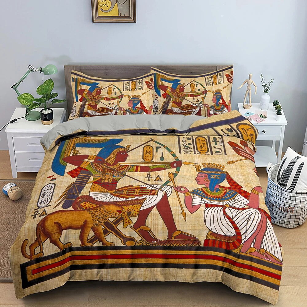 Egypt Duvet Cover Set Ancient Egyptian Script Polyester Comforter Cover
