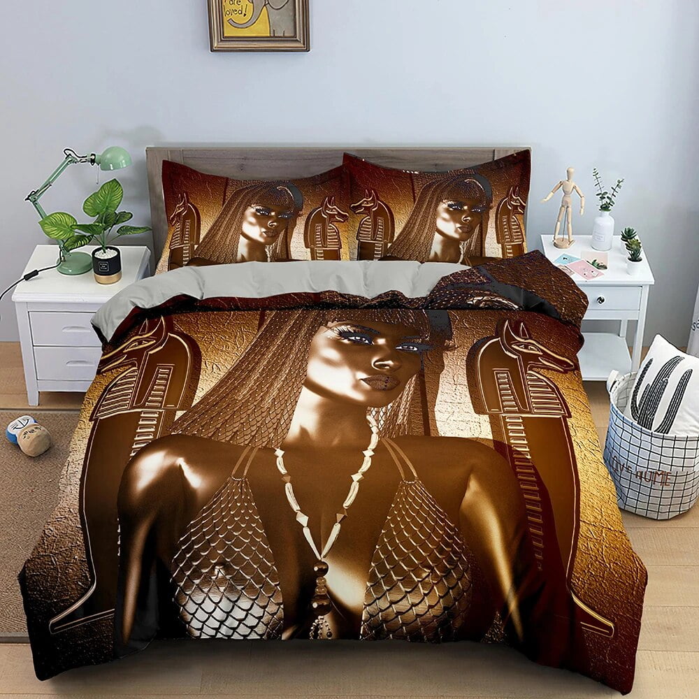 Egypt Duvet Cover Set Ancient Egyptian Script Polyester Comforter Cover