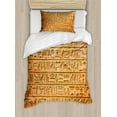 thumbnail image 1 of Egypt Duvet Cover Set, Hieroglyph Stones with Historic Prehistoric Art Style Different, Decorative 2 Piece Bedding Set with 1 Pillow Shams, Twin Size, Pale Orange Amber, by Ambesonne, 1 of 3
