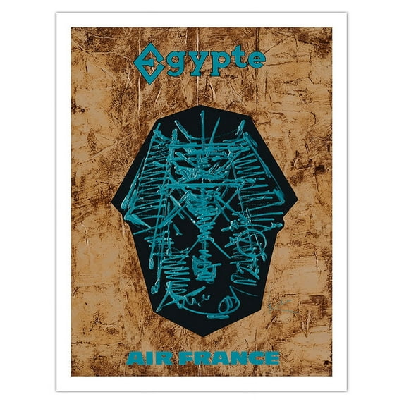 Egypt (Egypte) - France - Great Sphinx of Giza - Vintage Airline Travel Poster by Georges Mathieu c.1966 - Fine Art Matte Paper Print (Unframed) 20x26in