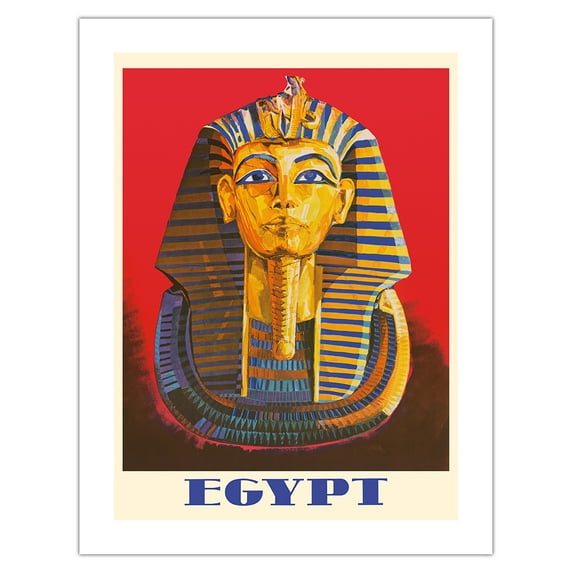 Egypt - Egyptian Pharaoh Tutankhamun (King Tut) - Vintage Travel Poster c.1970s - Bamboo Fine Art 290gsm Paper (Unframed) 17x22in
