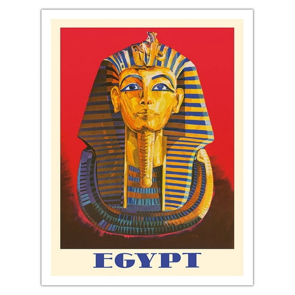 Egypt - Egyptian Pharaoh Tutankhamun (King Tut) - Vintage Travel Poster c.1970s - Fine Art Matte Paper Print (Unframed) 20x26in