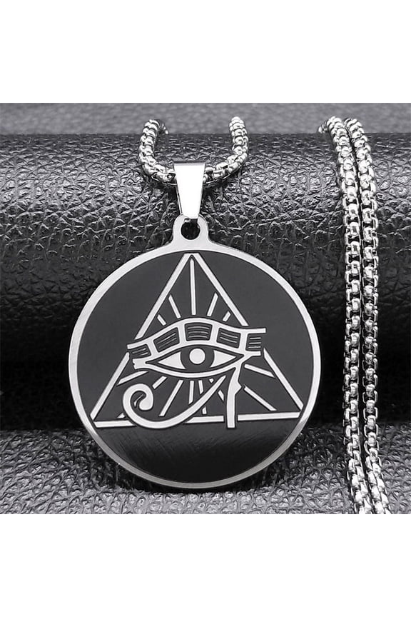 Egypt Eye of Ra Horus Chain 14K White Gold Necklaces for Women Men Silver Color Protection Necklace Jewelry