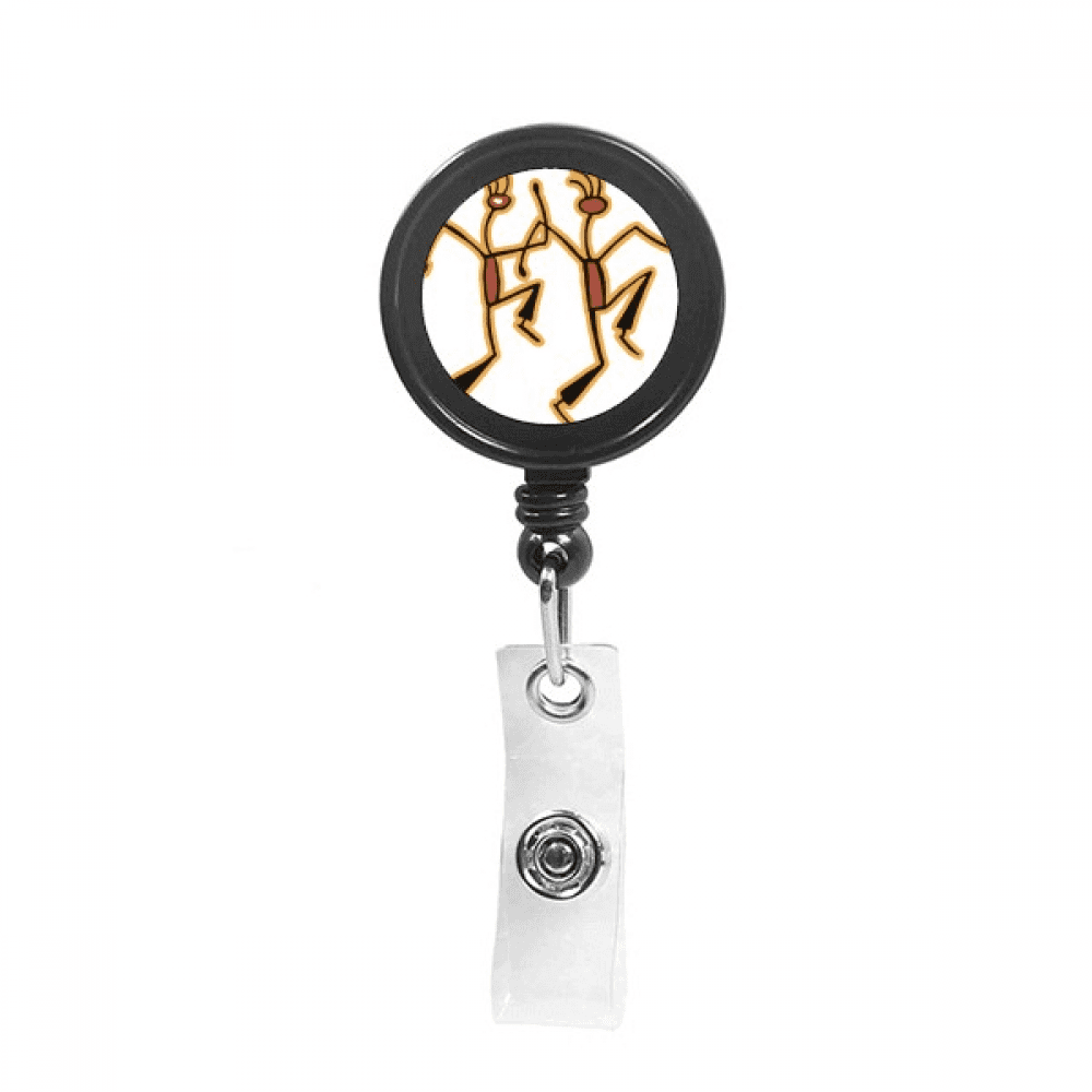 Egypt Figure Dancing Funny Pattern Retractable Keychain Badge Holder ID Badge