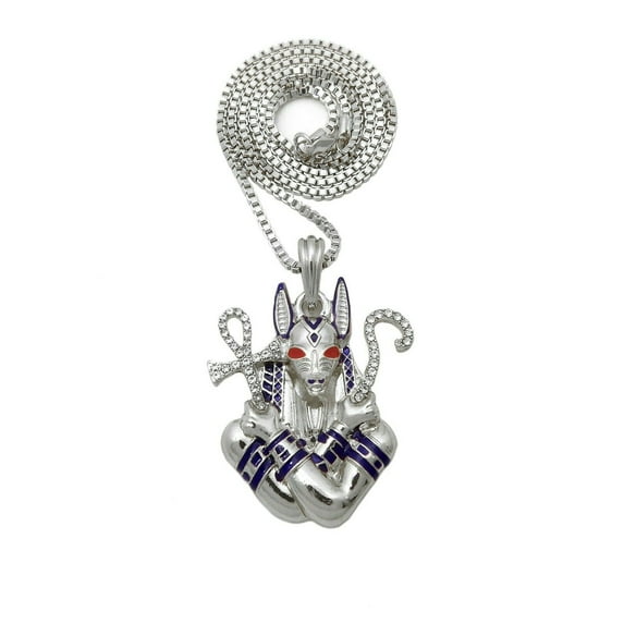 Egypt God of Death Anubis Pendant 2mm 18", 20", 24" Box Chain Necklace
