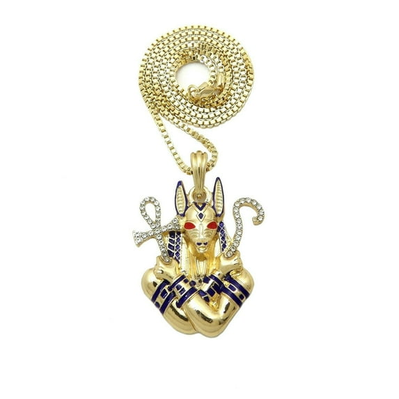 Egypt God of Death Anubis Pendant 2mm 18", 20", 24" Box Chain Necklace