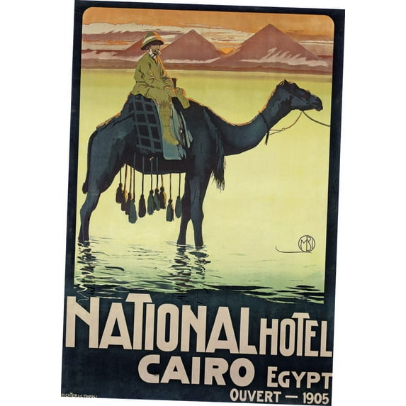 Egypt Hotel Cairo 1905 poster Metal Sign 8inx 12in Metal Print 8x12 Square Adults Z Posters