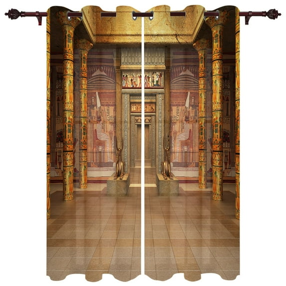 Egypt House Door Pattern Art Modern Window Curtains for Living Room Bedroom Curtain Blinds Drapes Door Curtains