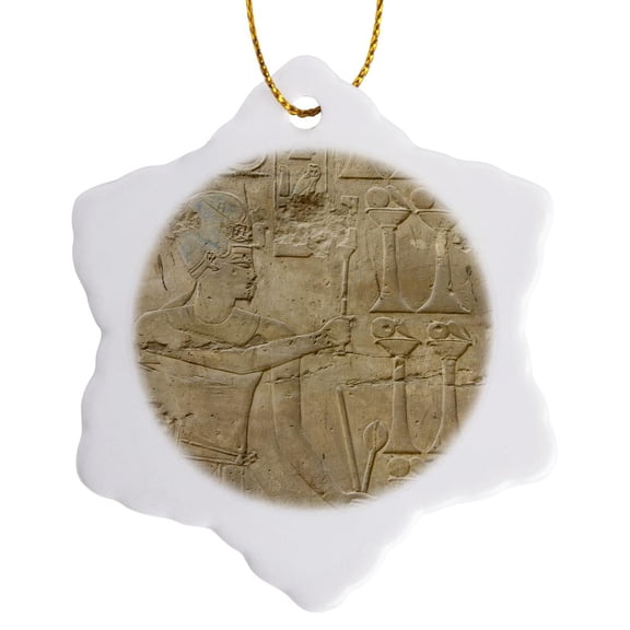3drose, Egypt, Luxor, Luxor Temple, Hieroglyphics-af14 Cmi0389 - Cindy Miller Hopkins, 3 inch Snowflake Porcelain Ornament
