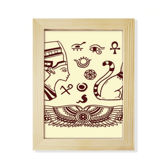 Egypt Pharaoh Black Cat Pattern Desktop Adorn Photo Frame Display Art Painting Wooden