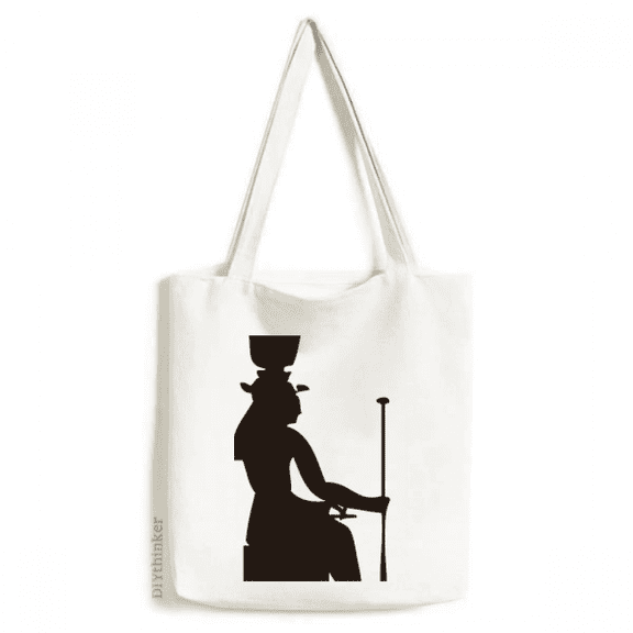 Egypt Pharaoh Scepter Fresco Outline Tote Canvas Bag Shopping Satchel Casual Handbag