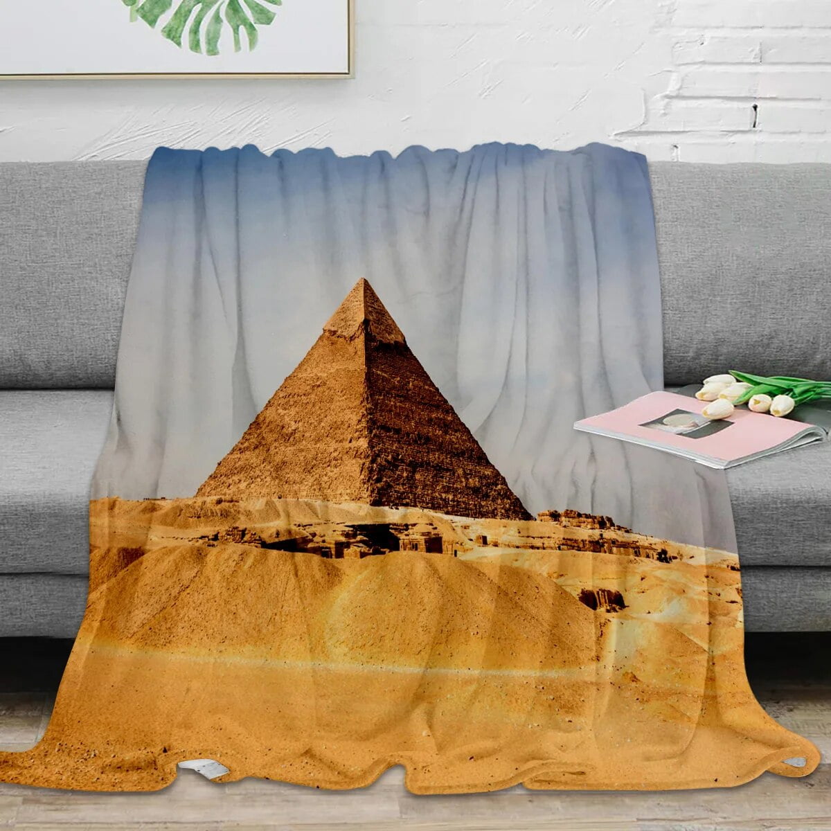 Egypt pyramid desert places of interest throw blanket portable warm