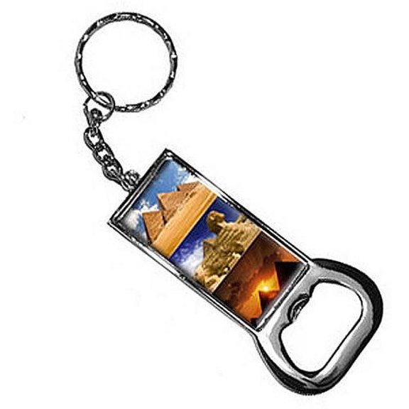 Egypt Pyramids Sphinx Sunset Keychain Key Chain Ring Bottle Bottlecap Opener