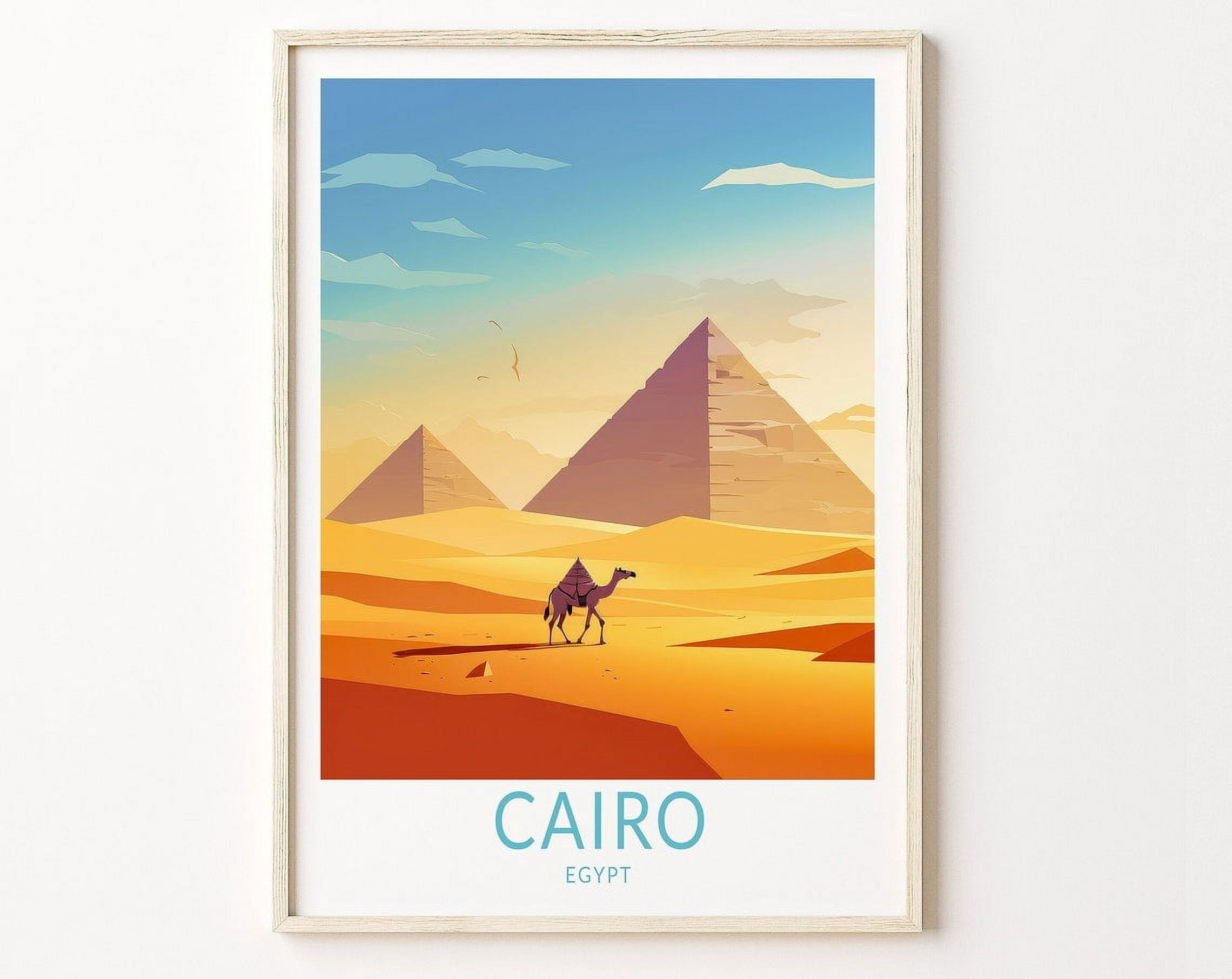 Egypt Pyramids Travel Print, Cairo City Pyramids Travel Poster ...