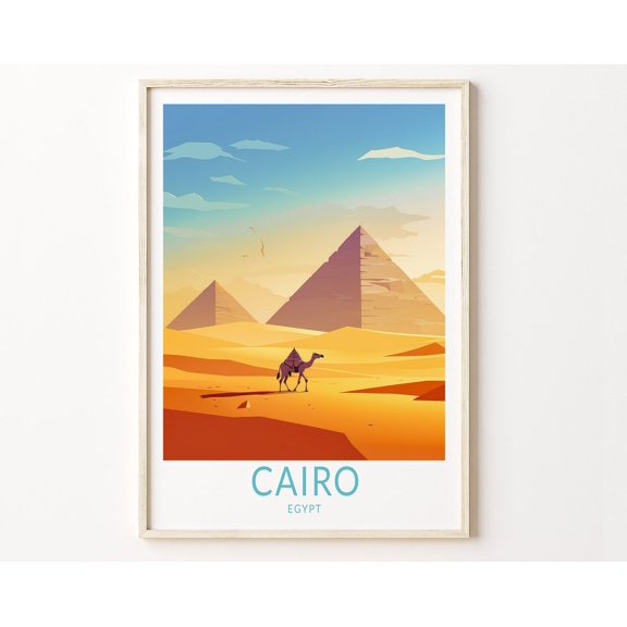 Egypt Pyramids Travel Print, Cairo City Pyramids Travel Poster, Pyramids Travel Wall Art, Pyramids Artwork, Egypt Pyramids Wall Art Wall Art, Modern Wall Decor, 8x12 UNFRAMED