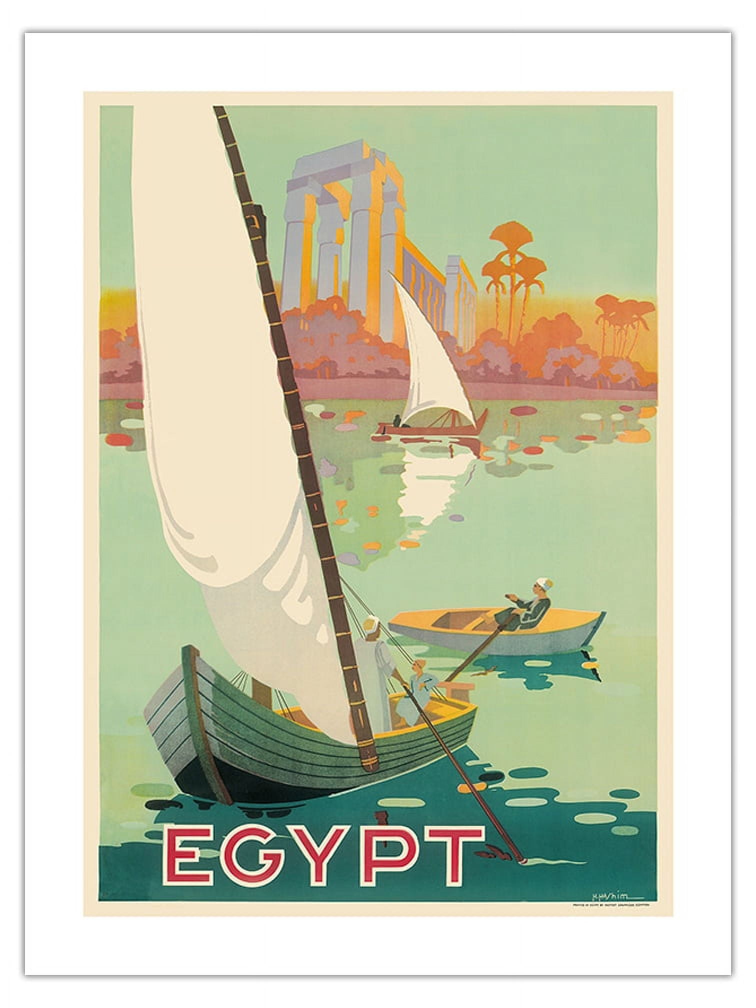 Egypt - Sailboats on the The Nile River - Vintage Travel Poster by H ...